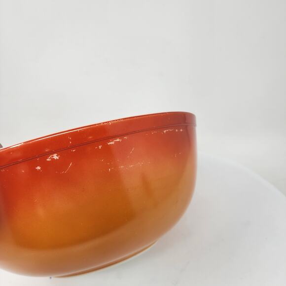 Vintage PYREX Flameglo 404 4 Quart Oven Ware Ombre Orange Mixing Nesting Bowl - Picture 10 of 12